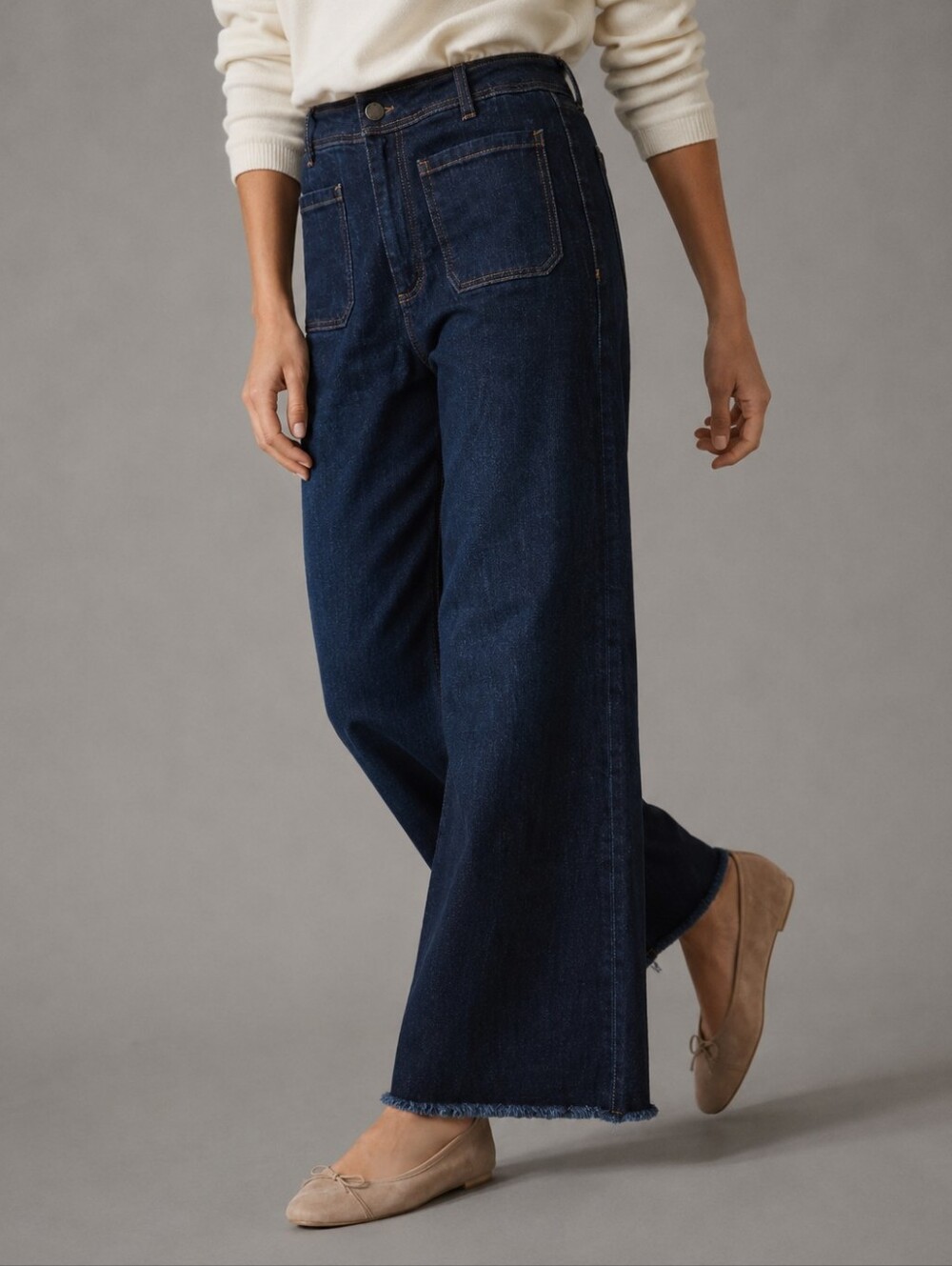 OAT New York Sailor Style Wide Leg Raw Hem Jeans Womens Size 10/30